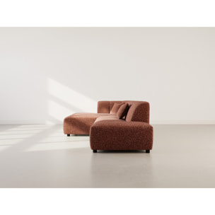 Curtis - canapé d'angle gauche 4 places sans accoudoir en tissu texturé - Terracotta