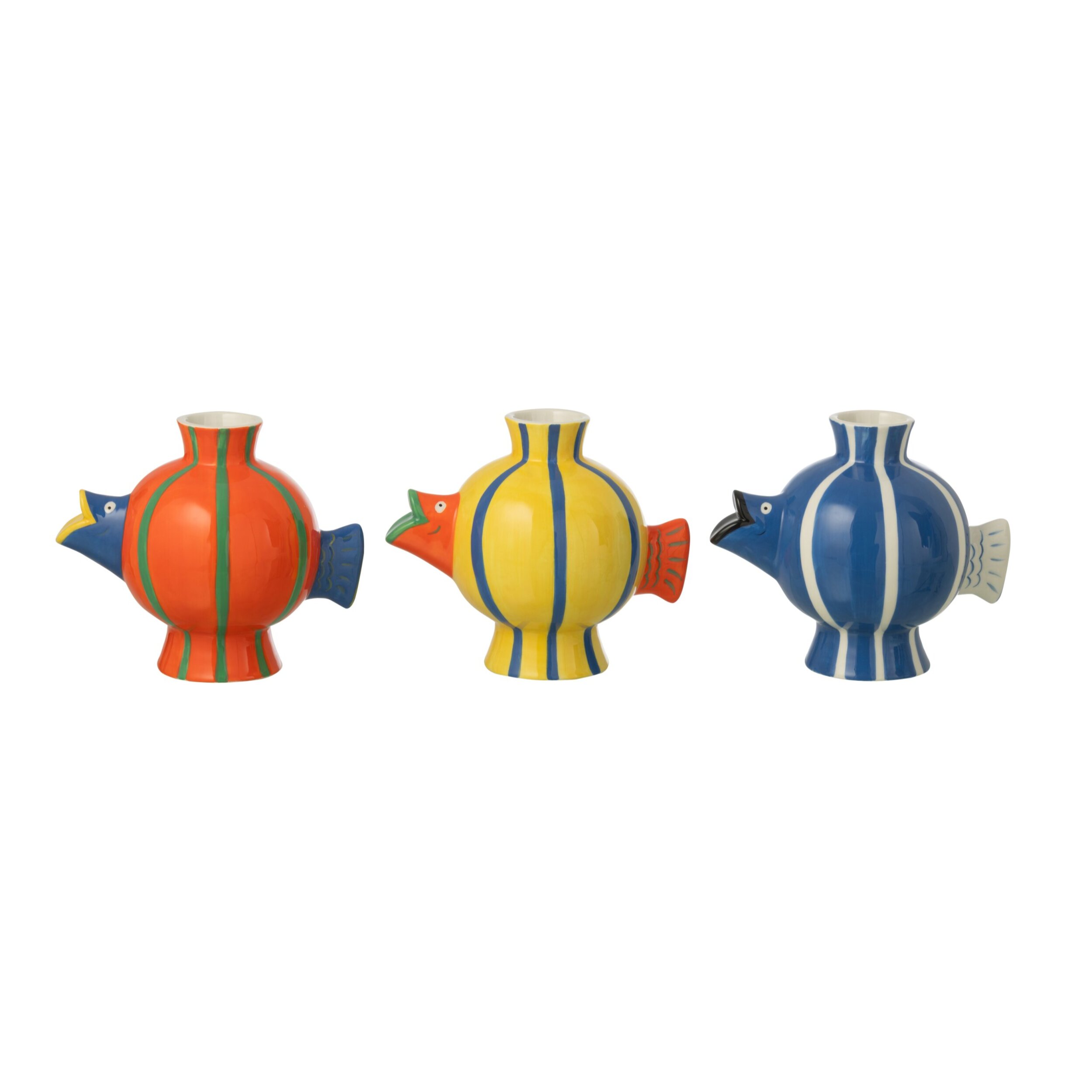 J-Line Vase Poisson Balle Ligné Dolomite - bleu/blanc