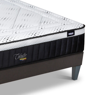 Ensemble Matelas Célestin & Sommier KIT15, 29 cm, Mémoire de Forme et Mousse Supersoft, Technologie tri-Lattes, Soutien Ferme