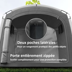 Abri vélo - tente vélo - tente de rangement extérieur - dim. 205 x 140 x 188 cm - fibre de verre oxford gris