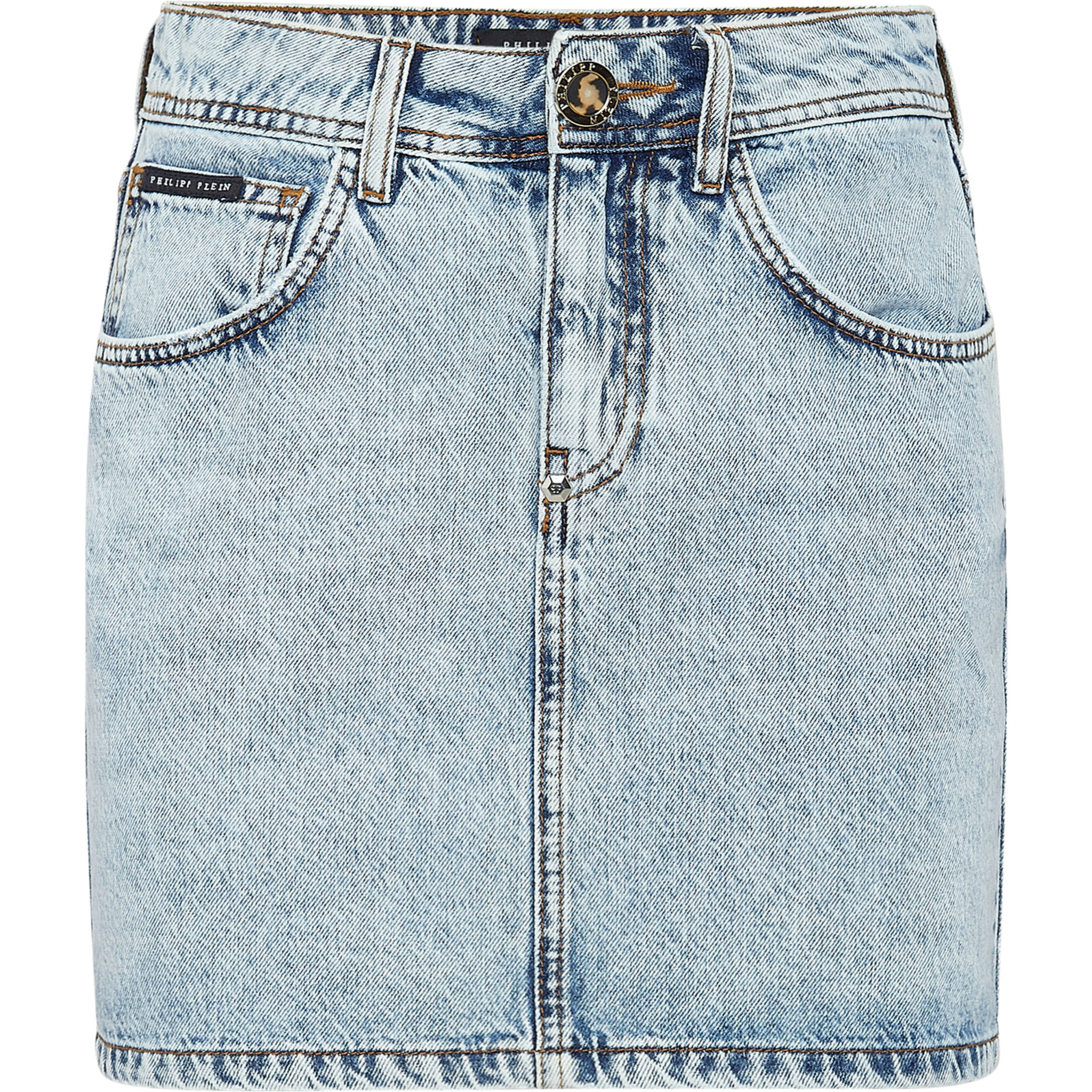 PHILIPP PLEIN Denim Mini Skirt Skull