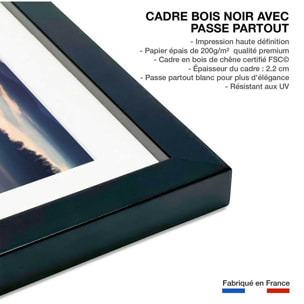 Affiche paysage brume magique Affiche + cadre en bois - Noir