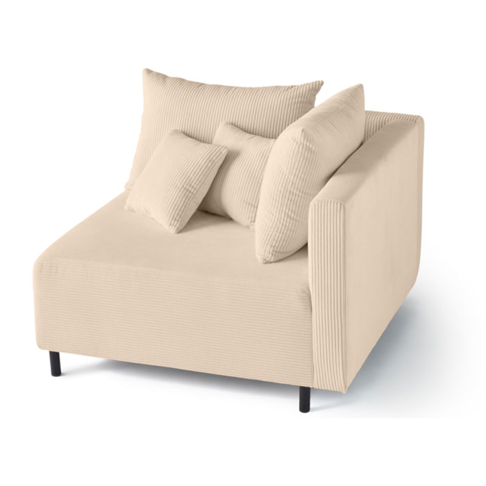 Edinburg - module d'assise d'angle droit - en velours côtelé - Beige