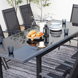 Table de jardin et 10 chaises en aluminium gris BAFFADI