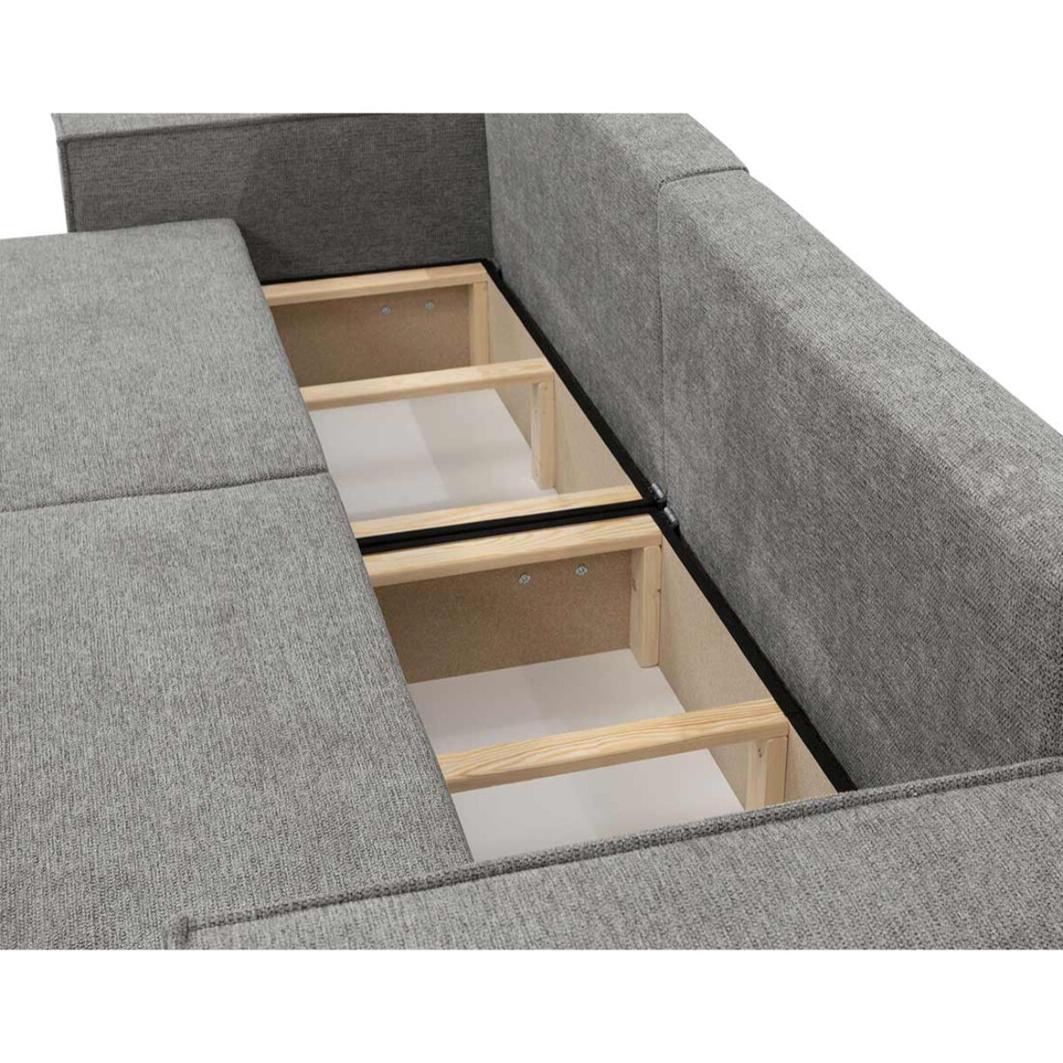 Cezanne - Canapé droit 3 places convertible avec coffre en tissu texturé - Gris