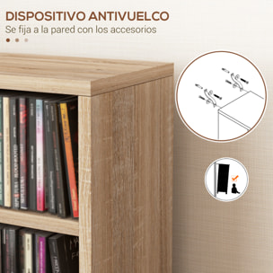 Estanterías para CD o DVD Soportes para CD con 12 Compartimientos para 204 CDs y Estante Ajustable para Salón Dormitorio Oficina 21x22,5x88,5 cm Roble