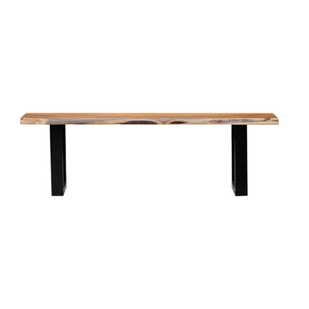 Banc en bois d'acacia massif et pieds en métal noir - 170 cm - WOOD