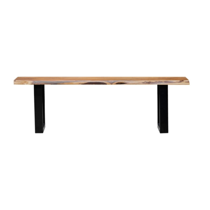 Banc en bois d'acacia massif et pieds en métal noir - 170 cm - WOOD