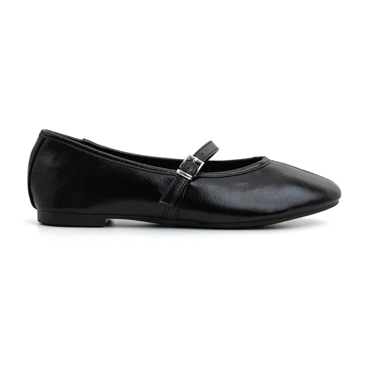 Ballerina classica in vernice con cinturino - NERO