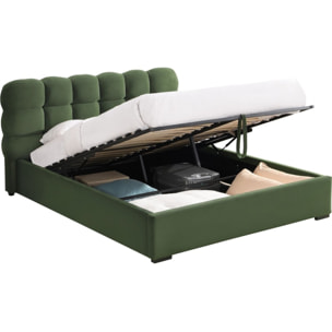 Lit coffre avec tête de lit en velours - LOLA