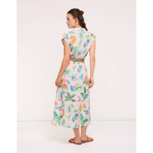 Vestido Largo Colibríes con Cinturón - Tropica