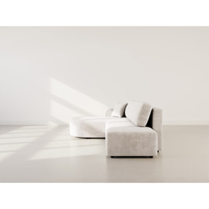 Miro - Canapé d'angle gauche 4 places convertible avec coffre en velours texturé - Beige