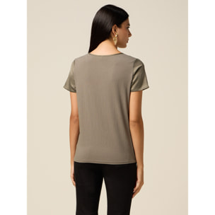 Oltre - Camiseta bimaterial - Verde militare