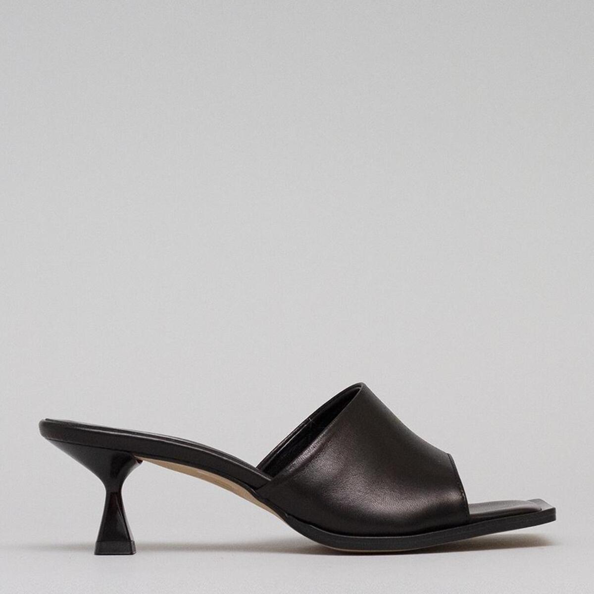 MULE TACCO CHOCOLA' VERA PELLE NERO