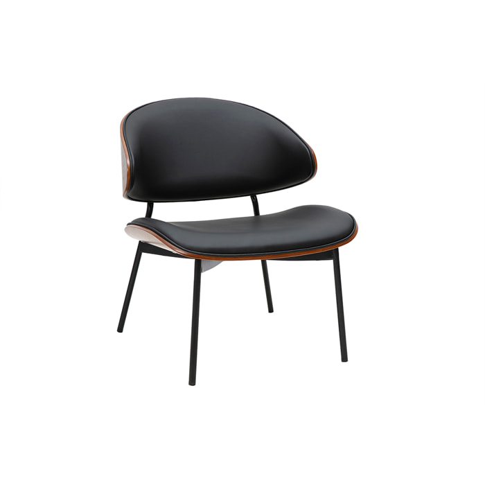 Fauteuil noir, bois foncé et métal noir FABULO