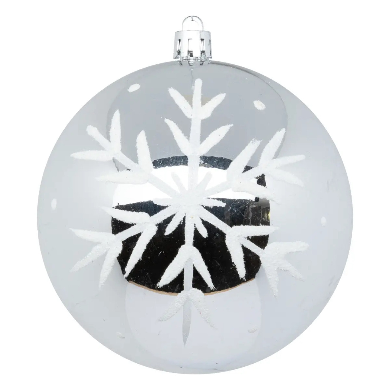 Boule de Noël plastique 100mm x6 argent et blanc