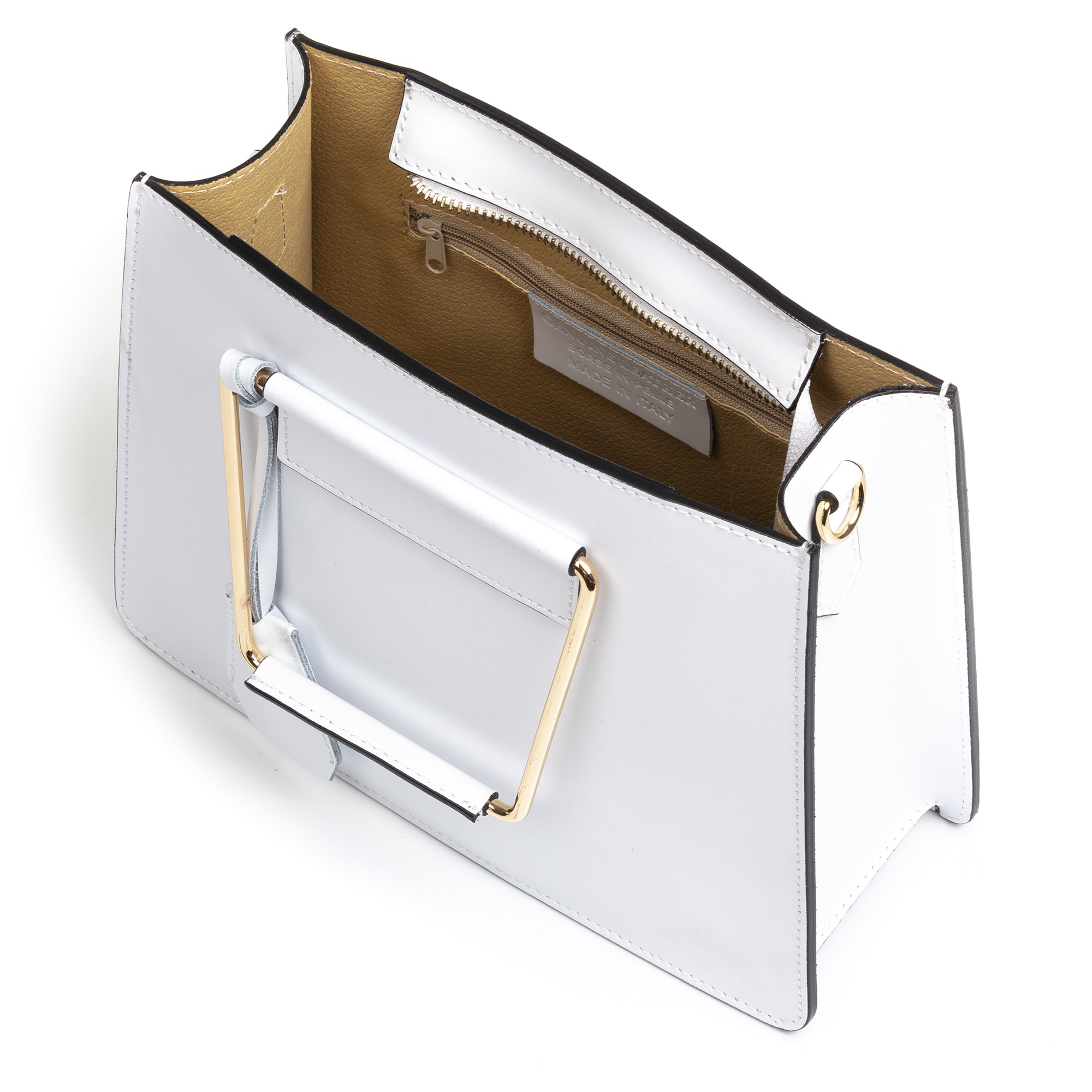FIRENZE ARTEGIANI Agliano Borsa tote da donna. Vera Pelle Ruga Made in Italy 27x10x21 Cm. Colore bianco