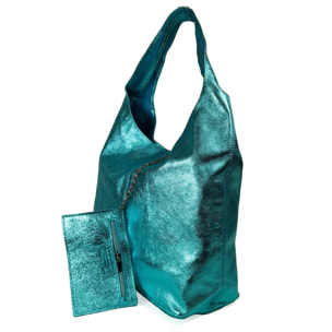 Borse Donna colore Blu-in pelle Made in Italy 43X35X8cm