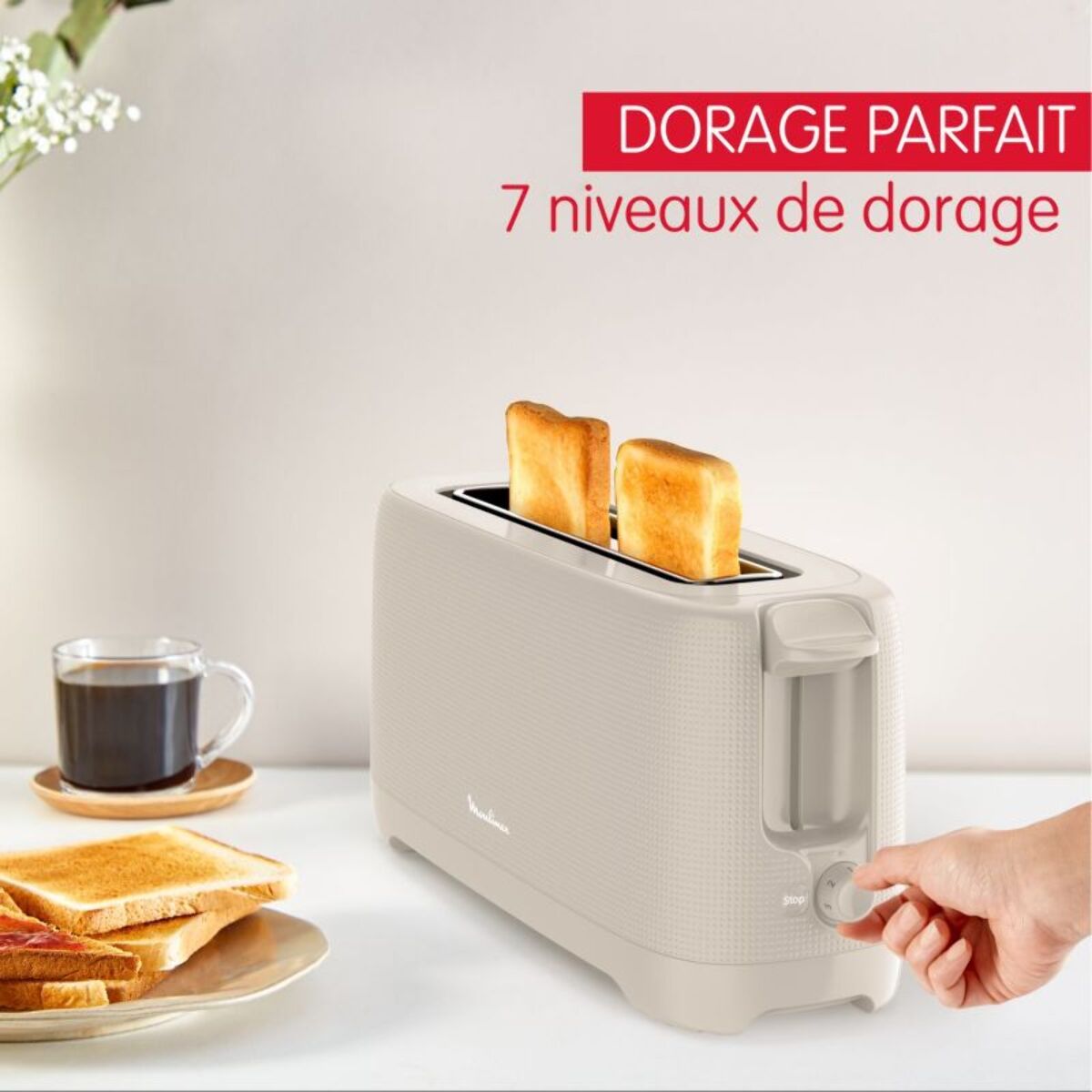 Grille-pain MOULINEX LS2M0B10 morning gris 1 longue fente