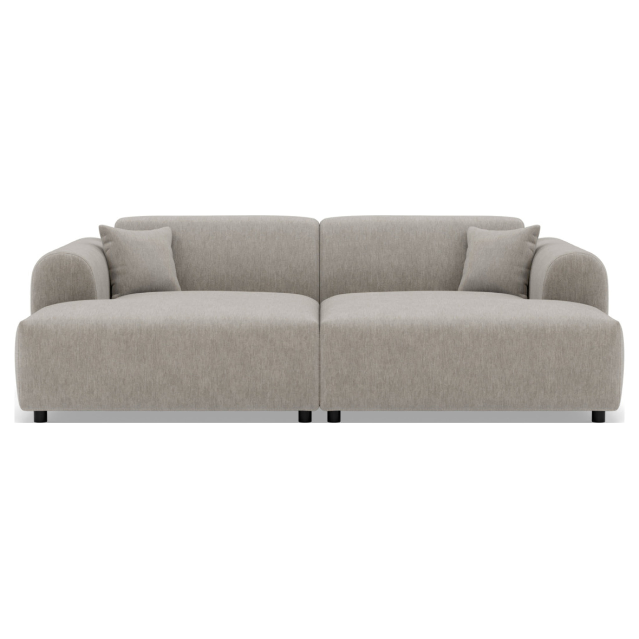Aumance - canapé droit 4 places avec double méridienne assise profonde en velours texturé - Gris clair