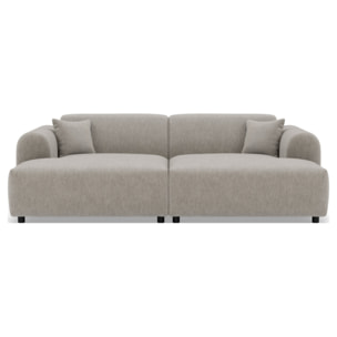 Aumance - canapé droit 4 places avec double méridienne assise profonde en velours texturé - Gris clair