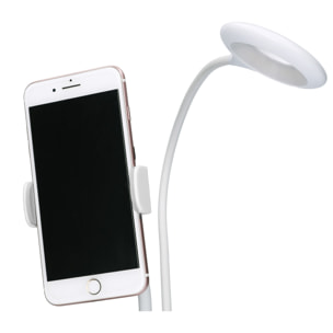 Forlight Servi Flexo portátil LED 4 W con Pinza para móvil. Regulador de tono e intensidad Brazo flexible. Blanco