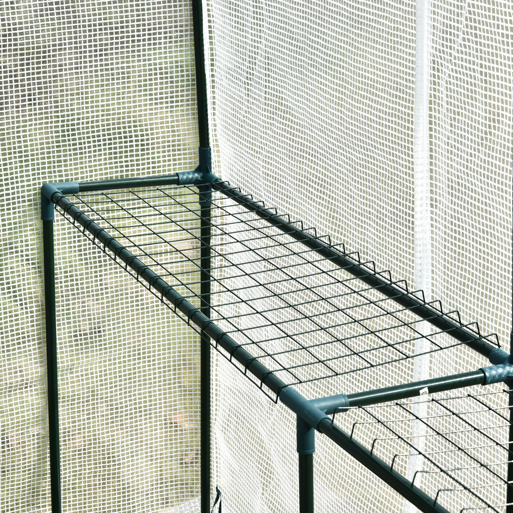 Invernadero de Jardín Vivero Casero con 4 Estantes Puerta Enrollable Cubierta de PE 140g/m² y Marco de Acero para Cultivos Plantas Macetas Flores 120x186x190 cm Blanco