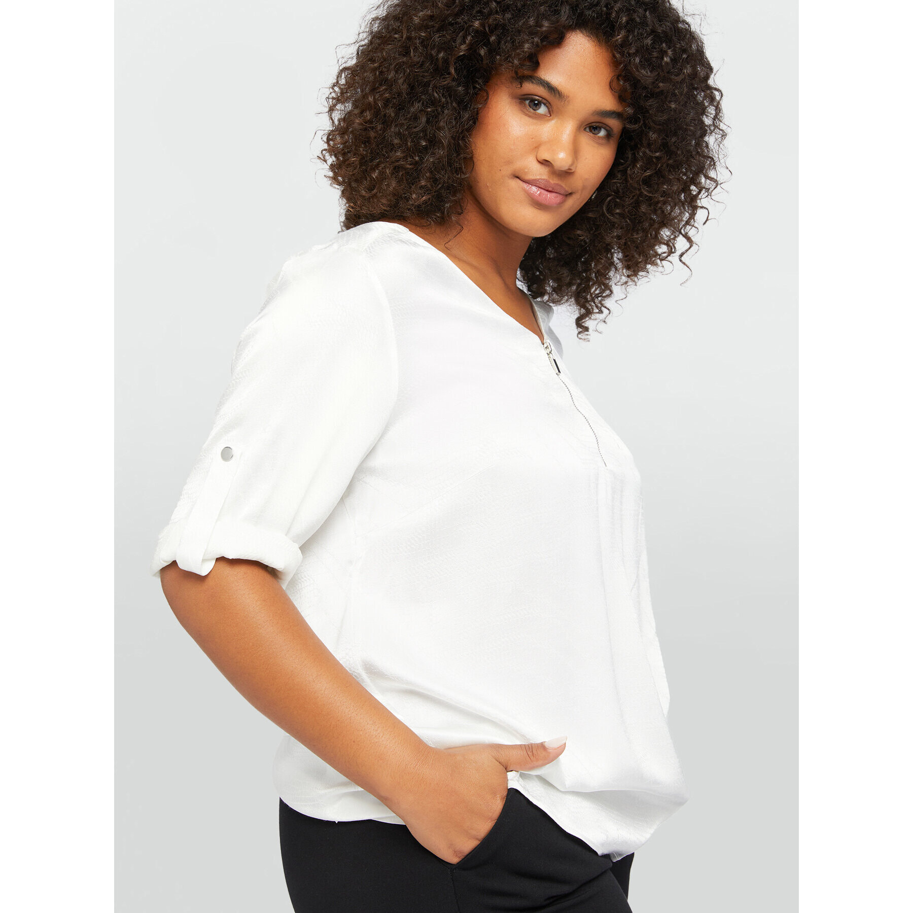 Fiorella Rubino - Blusa con cremallera frontal - Blanco