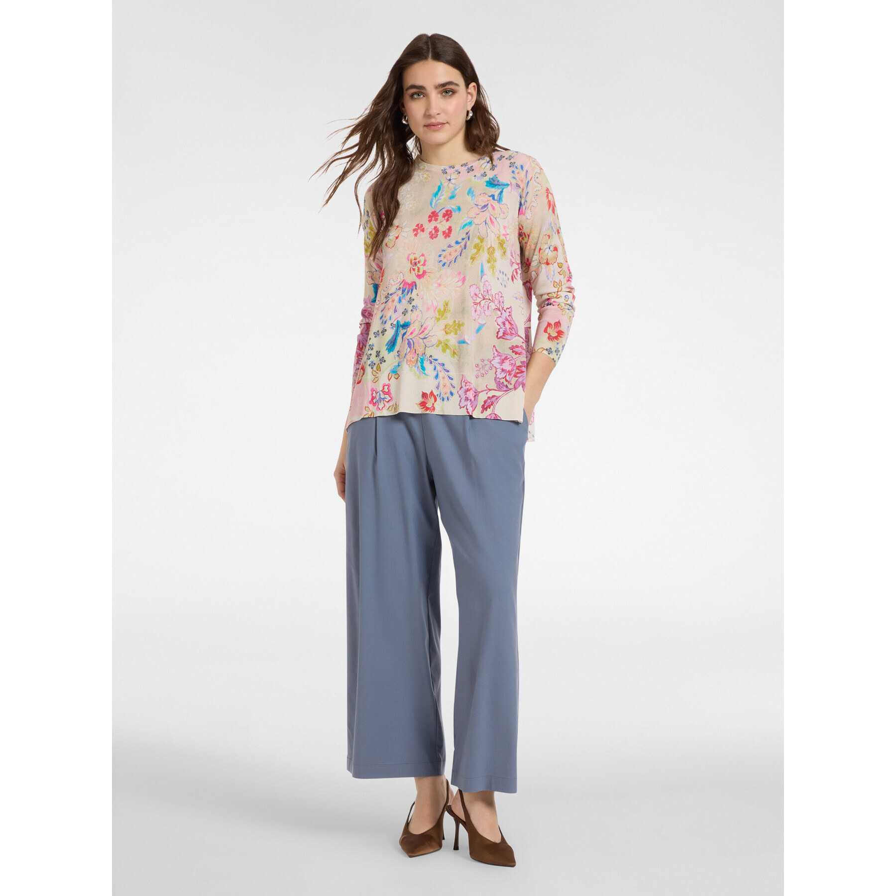 Elena Mirò - Pantaloni ampi con pieghe - Grigio