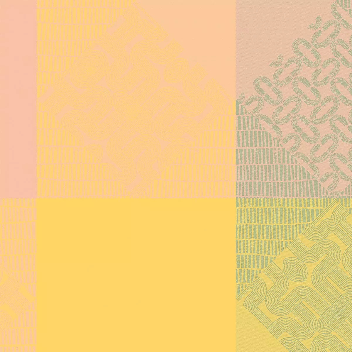 Serviette pur coton 205 g/m² motif jacquard rose jaune Mille empreintes pastel