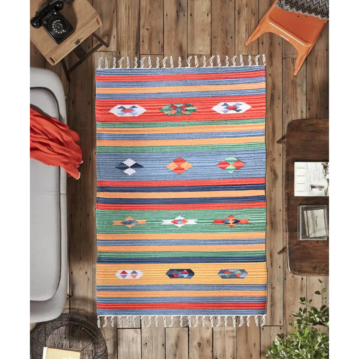 Tappeto kilim multiuso 100% cotone lavabile Tappeto salotto, soggiorno, camera da letto