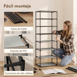 HOMCOM Zapatero de 7 Niveles, Zapatero Estrecho de Acero con Funda de Tela no Tejida, 2 Bolsillos Laterales, Estantería para 14-21 Pares de Zapatos, para Recibidor, Entrada, Pasillo, Gris