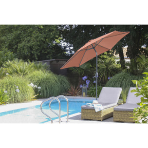 MARBELLA - Parasol à manivelle en aluminium gris anthracite et toile terracotta