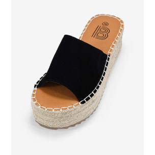 Sandalias pala negras de piel con esparto