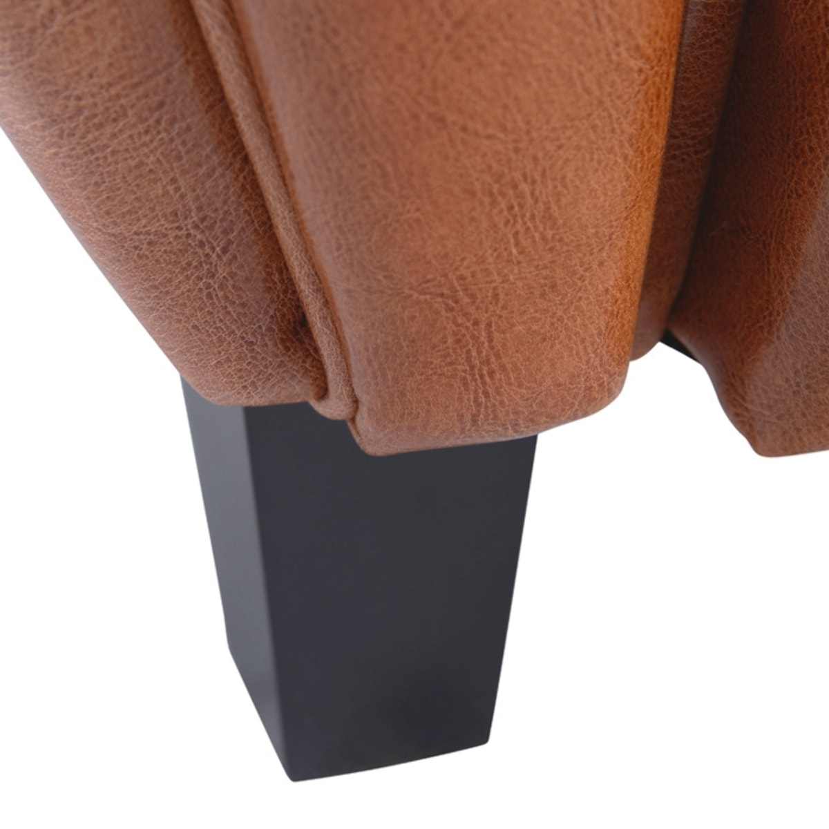 Fauteuil camel en croute de cuir enduite - Club