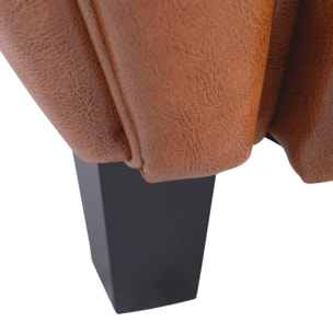 Fauteuil camel en croute de cuir enduite - Club
