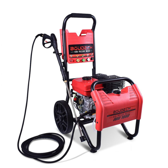 Idropulitrice termica ultra-potente con motore a scoppio OHV 7hp 4T con 5 ugelli e contenitore per detergente integrato
