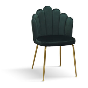 Set di 4 sedie LILLE in tessuto effetto velluto verde e gambe in metallo color oro