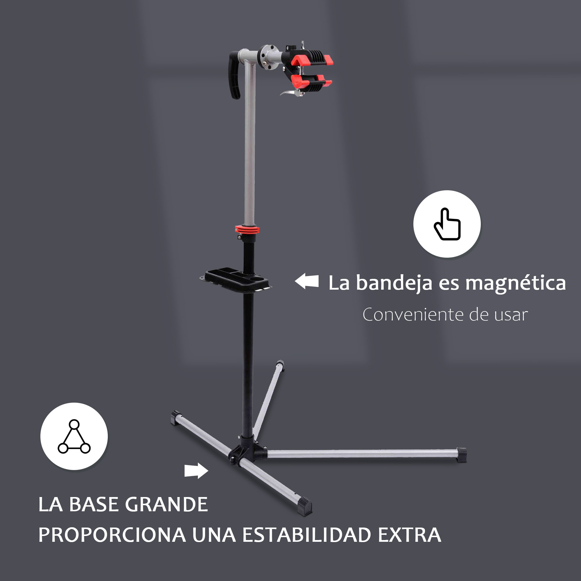 Soporte Reparación de Bici Acero 100x56x190cm Negro y Plata