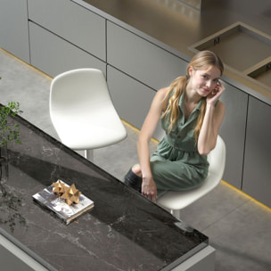 Juego de 2 Taburetes de Bar Taburetes Altos de Cocina Regulable en Altura 84-104 cm con Respaldo y Reposapiés Tapizado en PU Giratorio en 360° para Comedor Mostrador Blanco