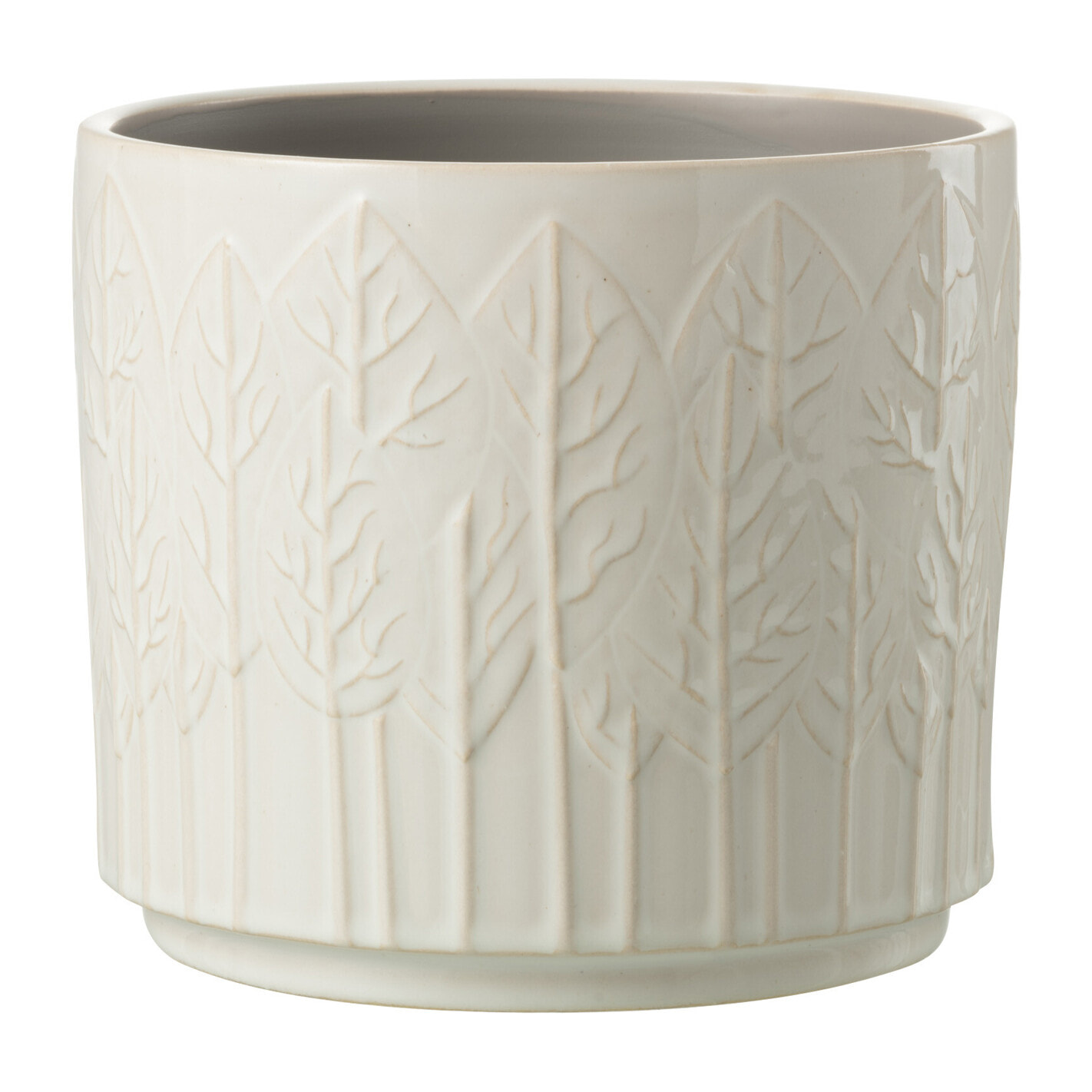 J-Line cache-pot Feuille - céramiqu - blanc - large - Ø 17 cm