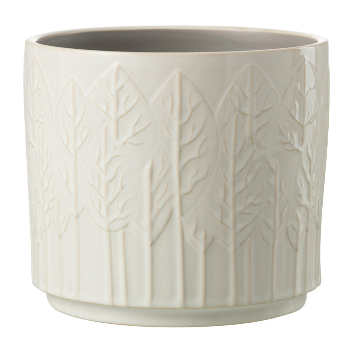 J-Line cache-pot Feuille - céramiqu - blanc - large - Ø 17 cm