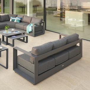 Canapé de jardin "Allure" 3 places graphite & gris zebrano en aluminium traité époxy