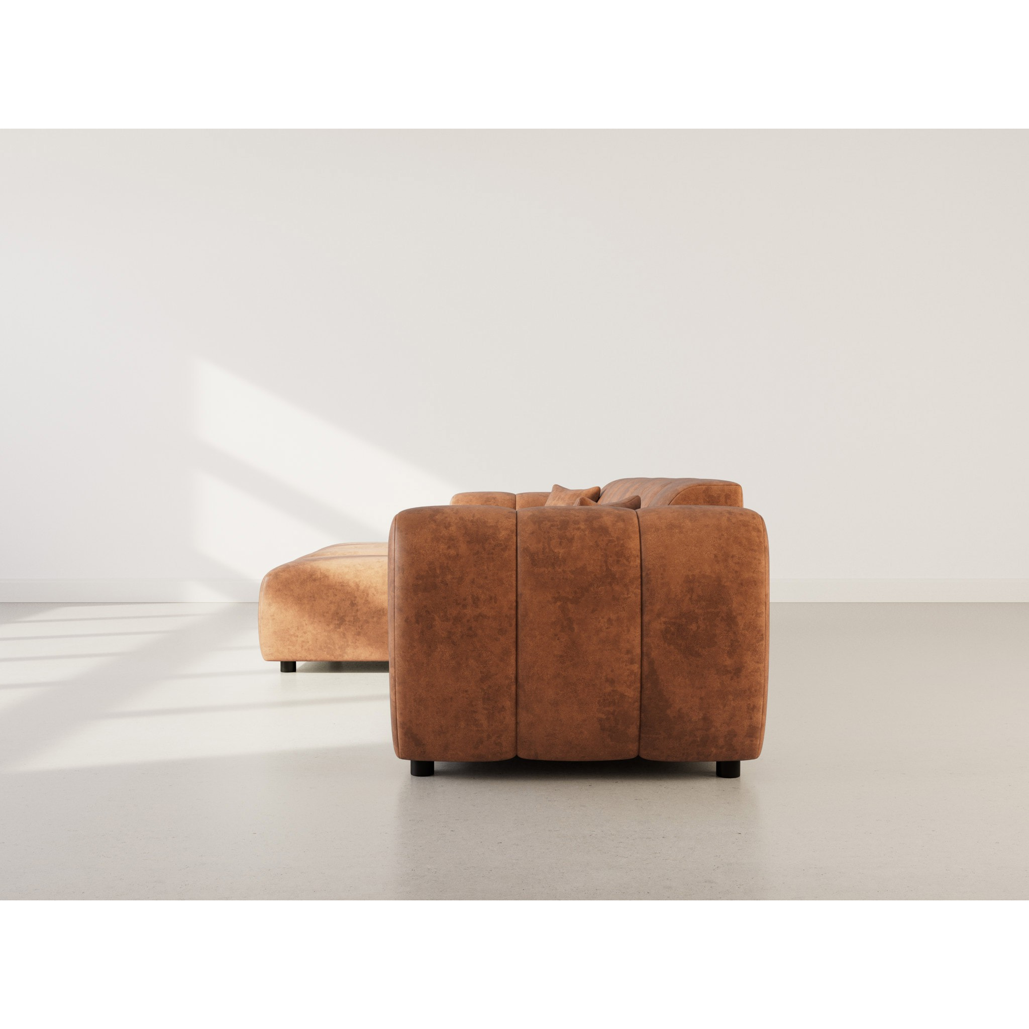 Curtis - canapé d'angle gauche 4 places en simili - Cognac