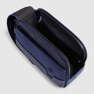 Piquadro Beauty case in tessuto riciclato e pelle a due scomparti