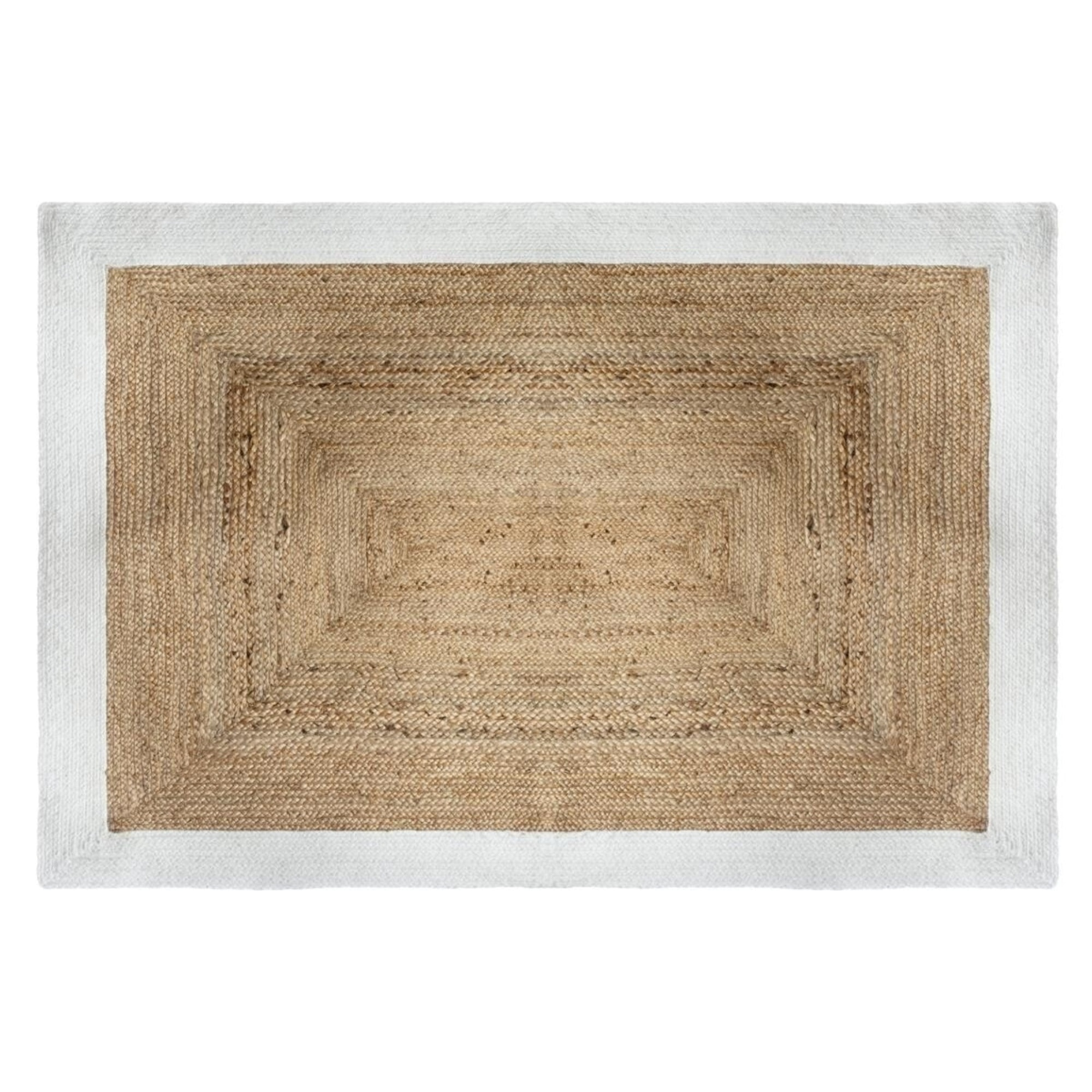 Alfombra con borde yute blanco