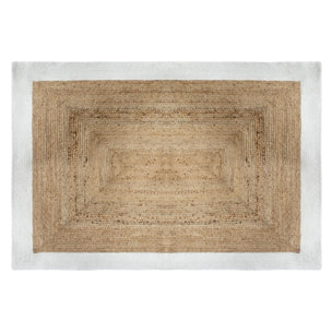 Alfombra con borde yute blanco