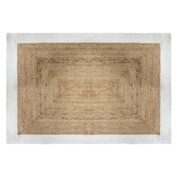 Alfombra con borde yute blanco