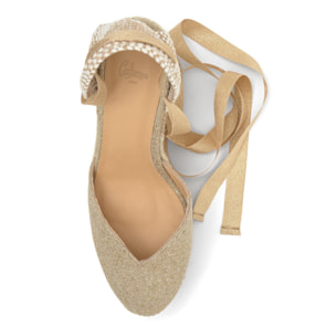 Alpargatas de cuña de mujer Chiara cierre mediante lazada y doble plataforma