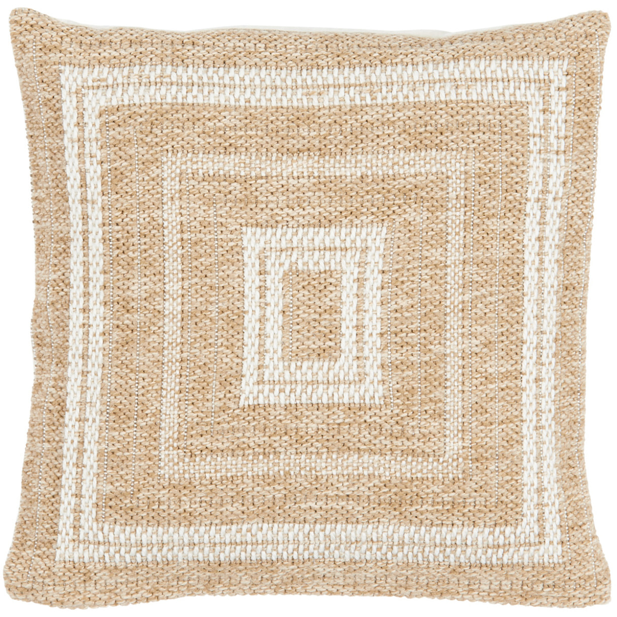 NATURE - Housse de coussin aspect jute motif carré blanc 50x50